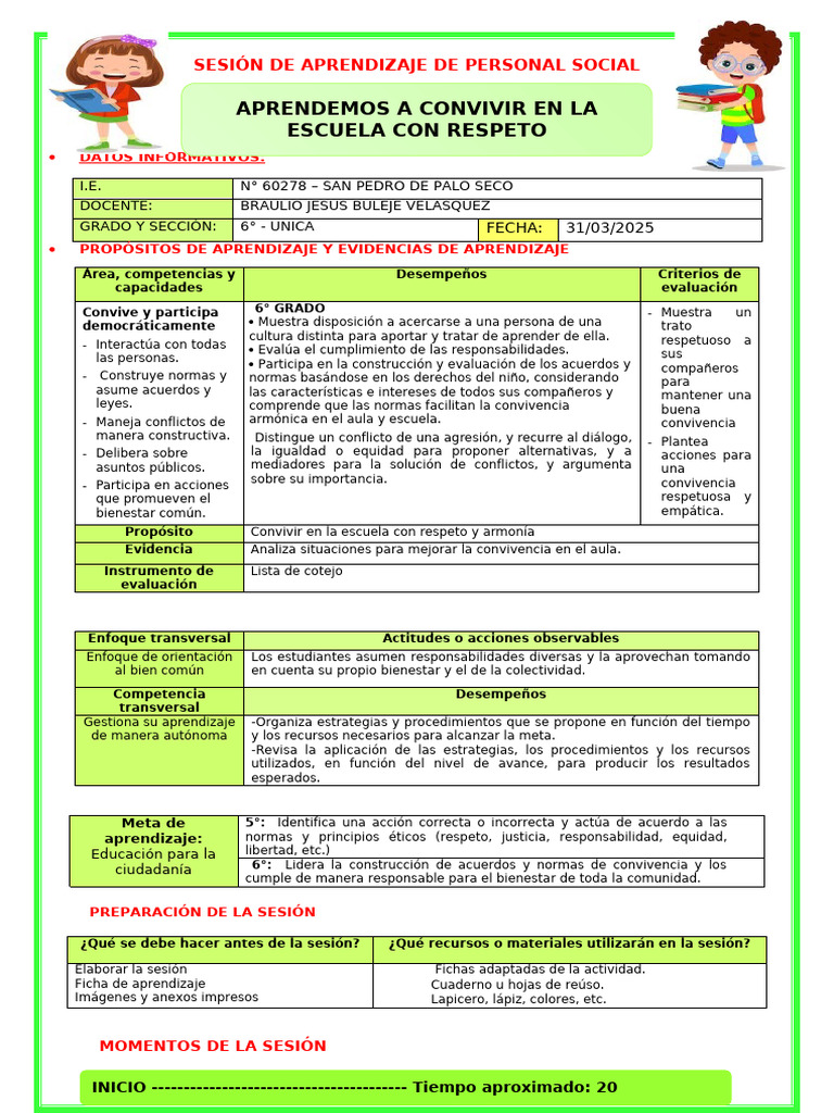 Convivencia Escolar con Respeto | PDF | Evaluación | Aprendizaje