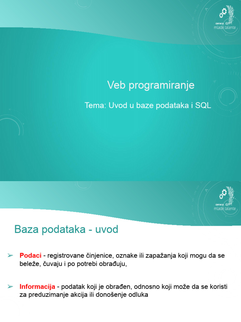 Bazama Podataka I SQL - Uvod | PDF
