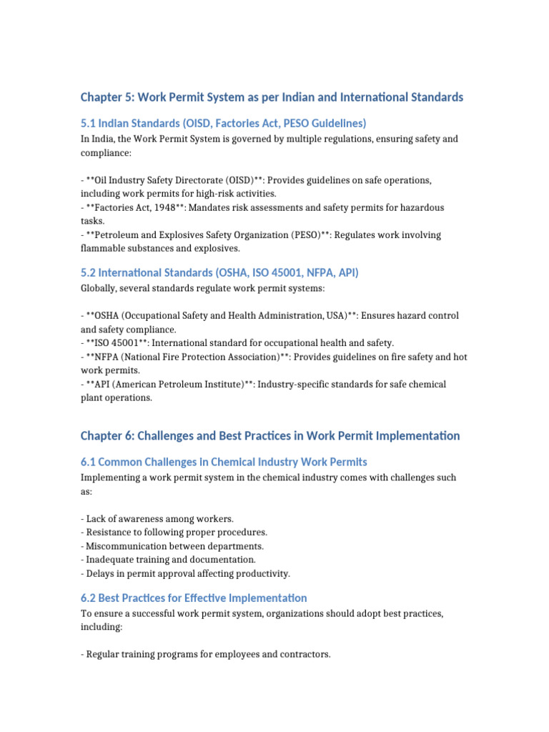 Work Permit System in Chemical Industry | PDF