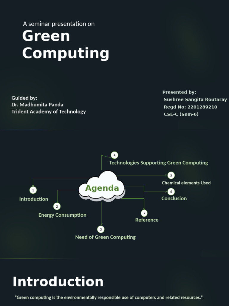 Green Computing Seminar Overview | PDF | Electronic Waste | Computer ...