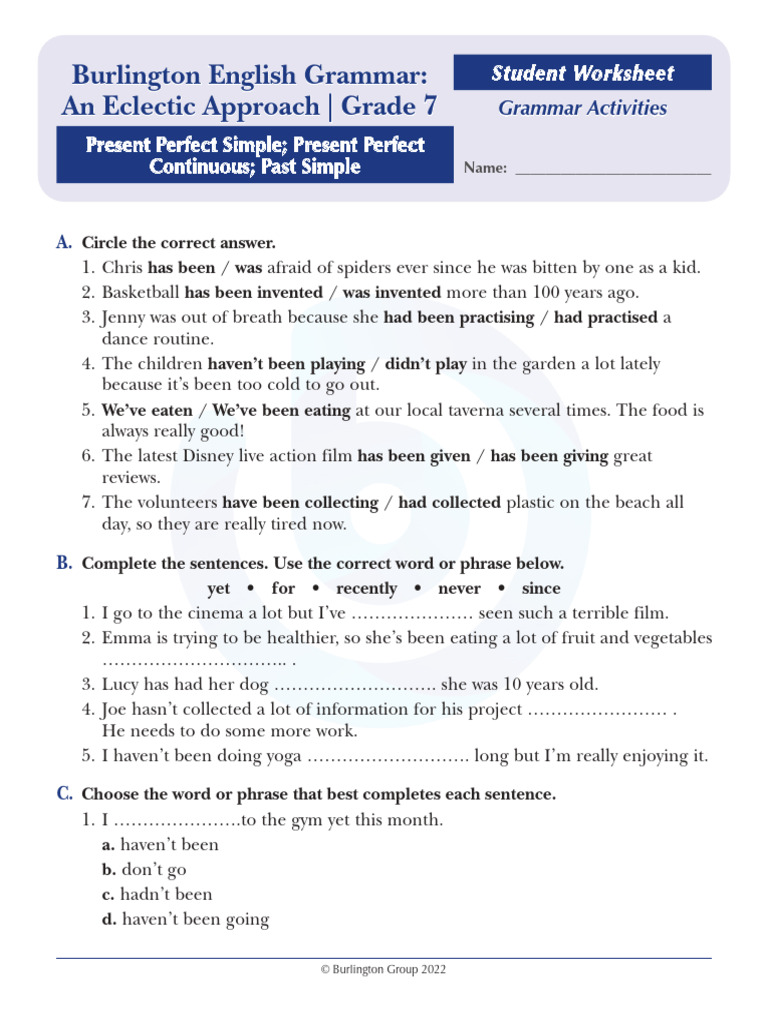 Ws Eg7 Pre Eg7 Eg7 Grammar | PDF | Grammar | Linguistics