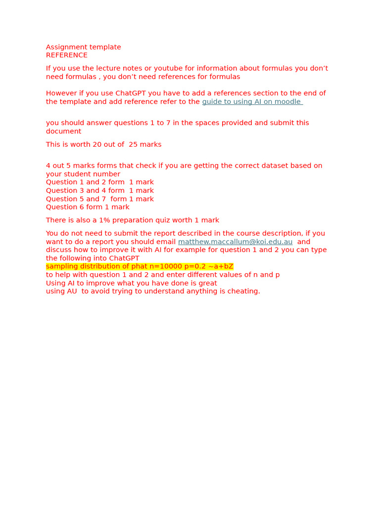 BUS105 Assignment Guidelines and Requirements | PDF | P Value ...