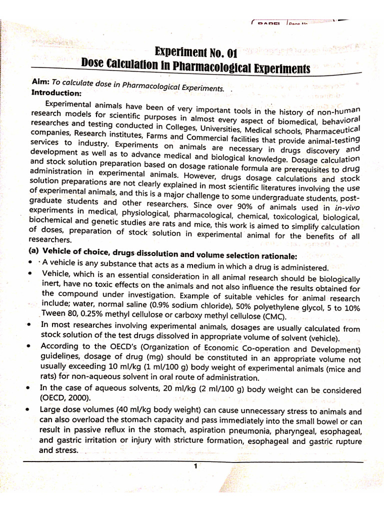 Pharmacology 3 Practical | PDF