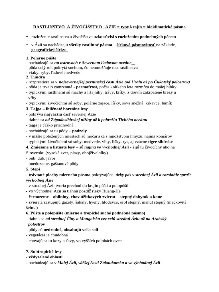 Bioklimaticke Pasma Azie - Poznamky | PDF