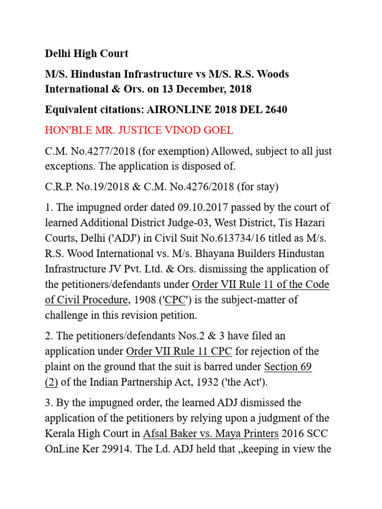 Delhi High Court | PDF | Lawsuit | Negotiable Instrument