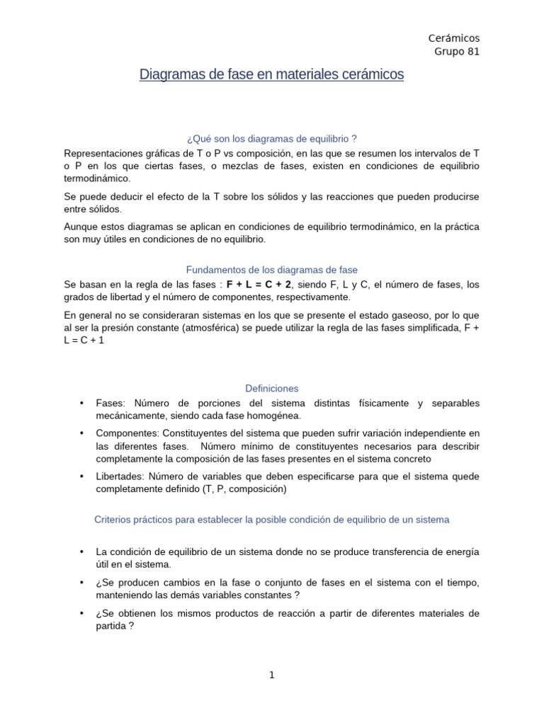 Diagramas de Fase en Materiales Cerámicos | PDF | Fase (materia ...