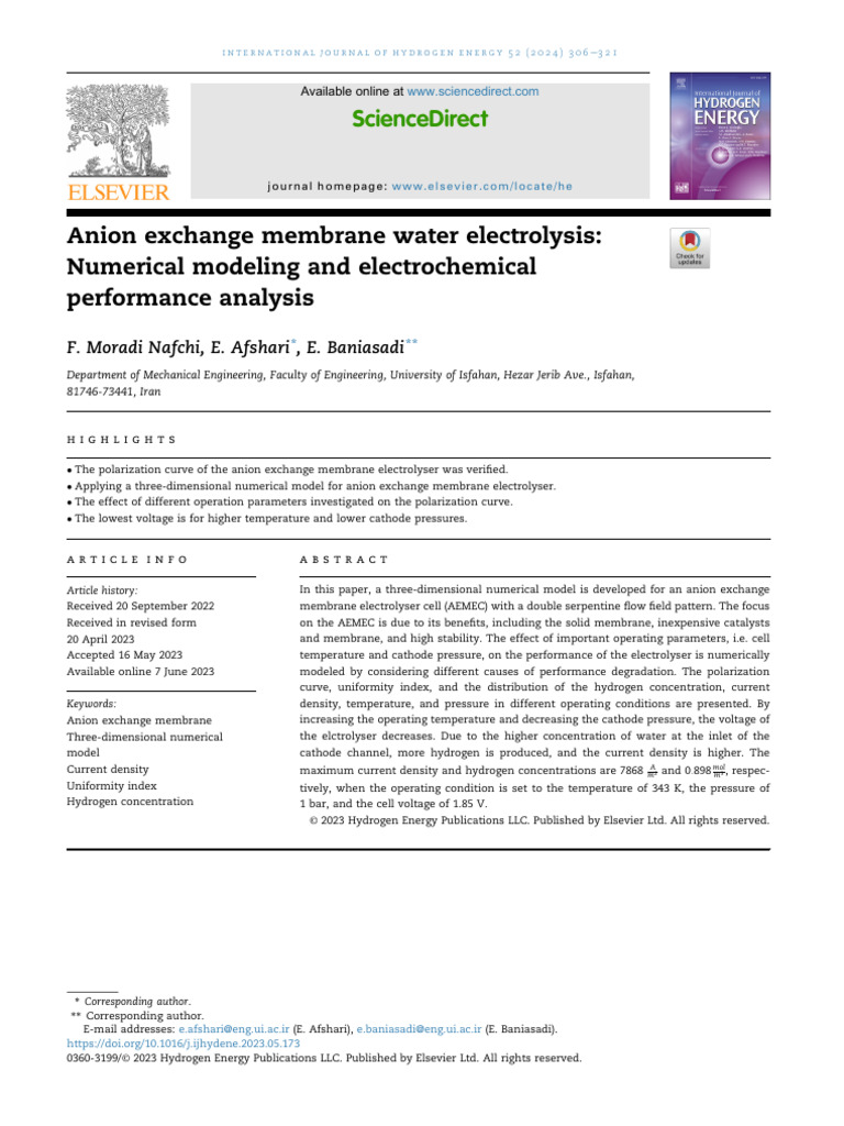 Anion Exchange Membrane Electrolyzer Analysis | PDF | Electrochemistry ...