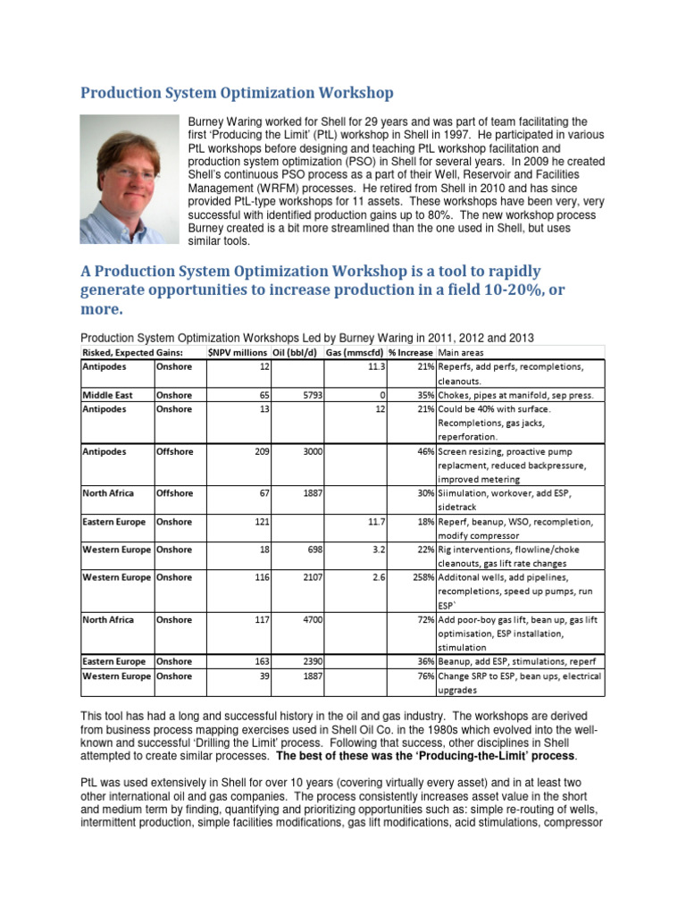 Production System Optimization Workshop | PDF | Natural Gas