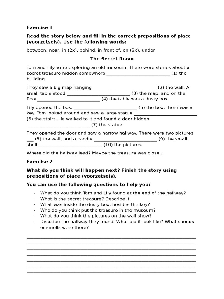 Grammar Prepositions Writing Pdf