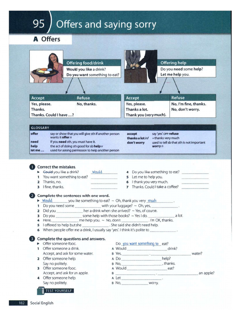 Offers and Saying Sorry | PDF