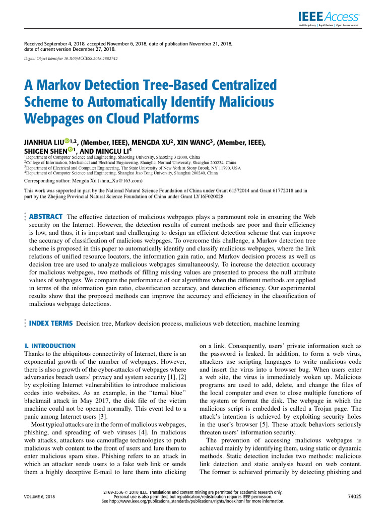 Markov Tree Scheme for Malicious Web Detection | PDF | Malware ...
