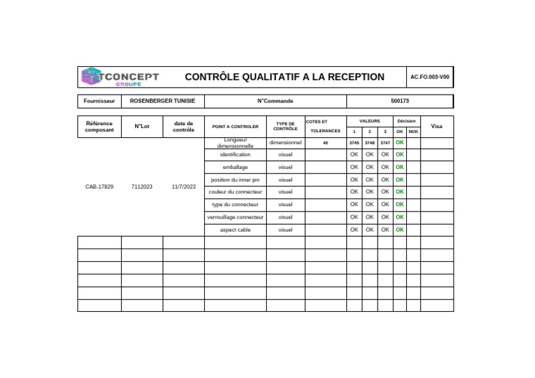 Contrôle Qualitatif à la Réception | PDF