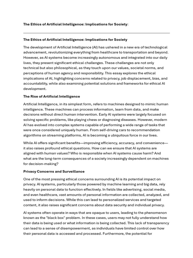 Ethical Challenges of AI in Society | PDF | Artificial Intelligence ...