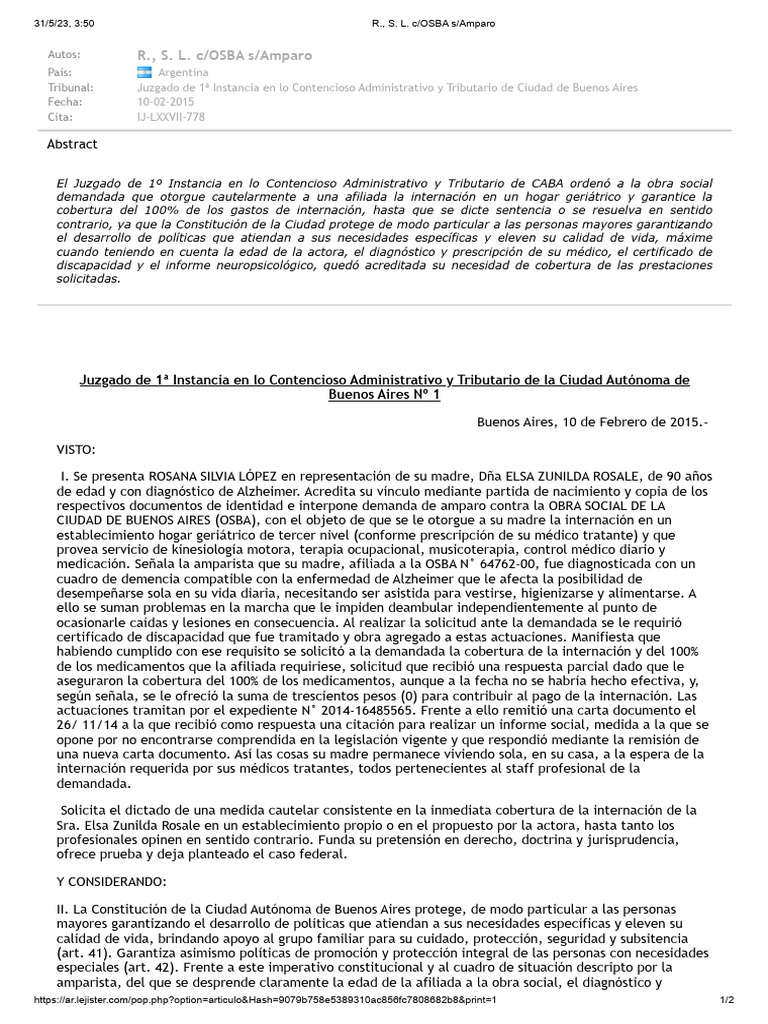 R. S. L. C OSBA S Amparo | PDF