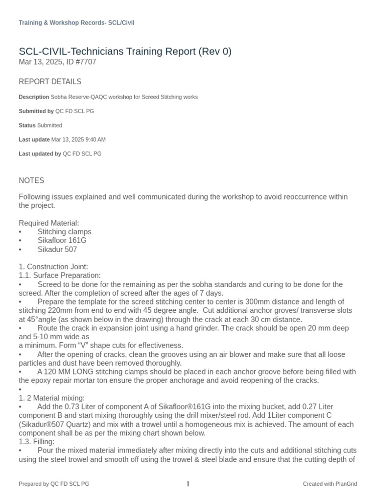 2025-03-13 7707 SCL-CIVIL-Technicians Training Report Rev 0 QC FD SCL ...