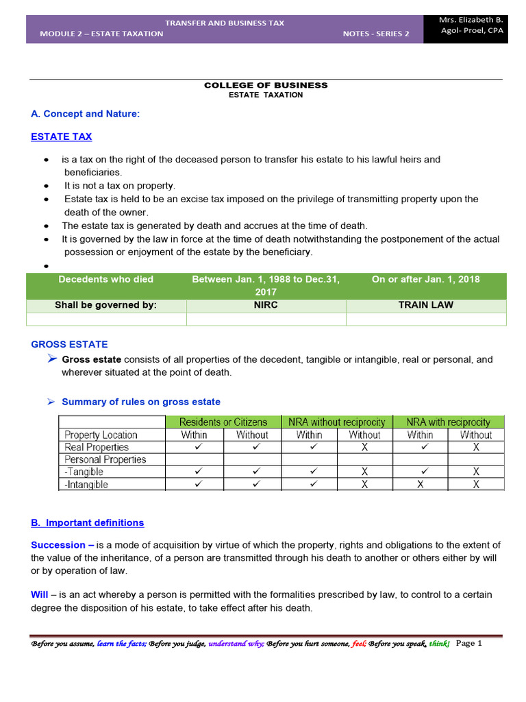 Estate Taxation Overview and Concepts | PDF | Estate Tax In The United ...