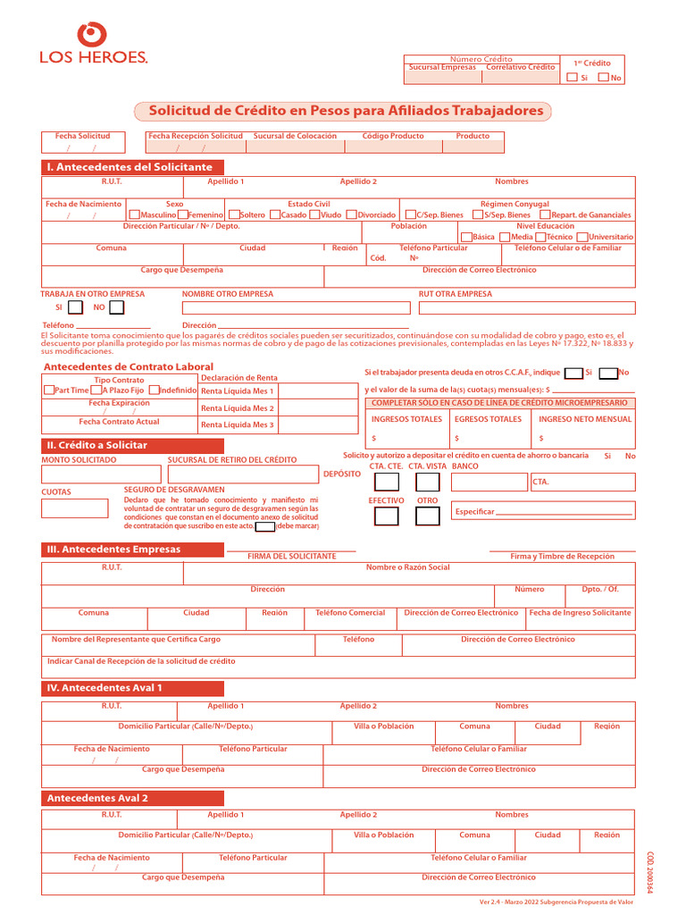 Solicitud de Crédito Trabajadores 2022 Ver+2.4 | PDF | Pagos | Crédito