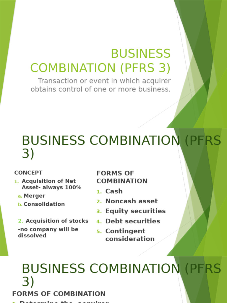 BUSINESS COMBINATION Pfrs 3 | PDF | Mergers And Acquisitions | Goodwill ...