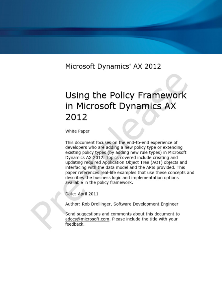 Using The Policy Framework in Microsoft Dynamics AX 2012 | PDF | Data ...