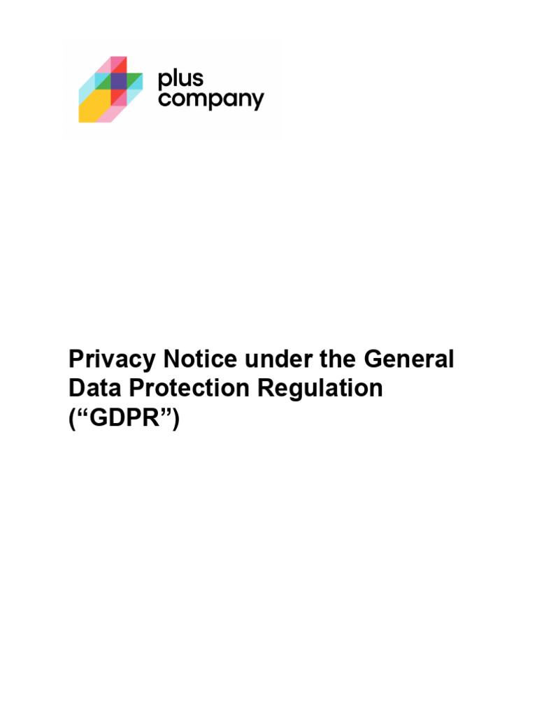 GDPR External Privacy Notice 2021 Plus Company 1 | PDF | Information ...