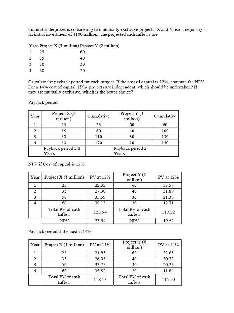 Project Investment Analysis: NPV & Payback | PDF | Net Present Value ...