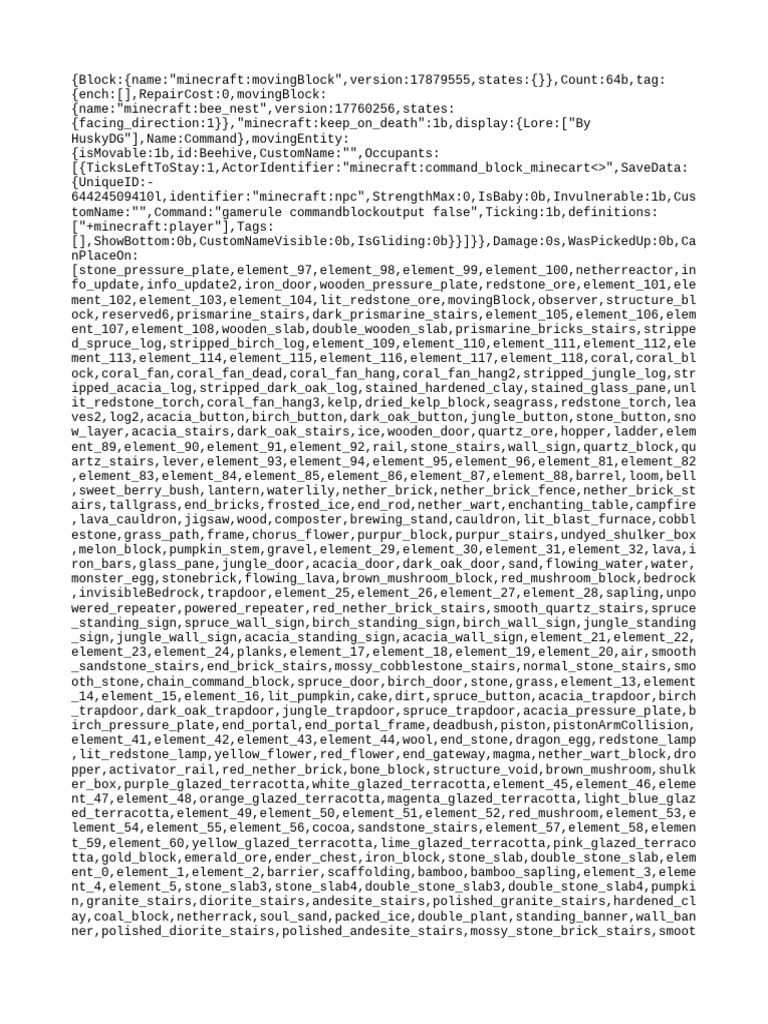 Minecraft Moving Block Command Guide | PDF | Materials