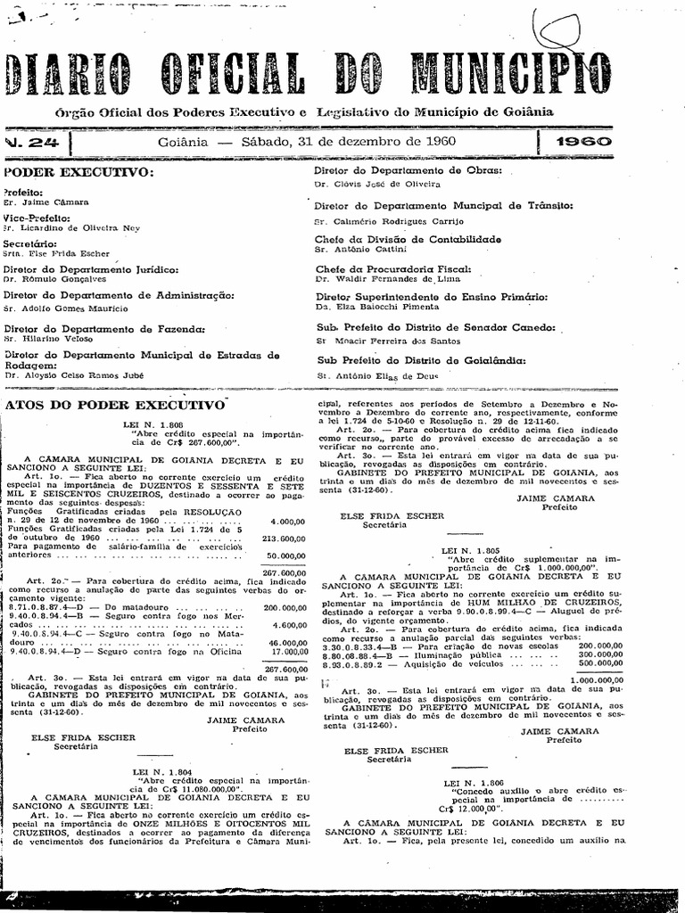 Atos do Poder Executivo de Goiânia 1960 | PDF | Contador | Governo