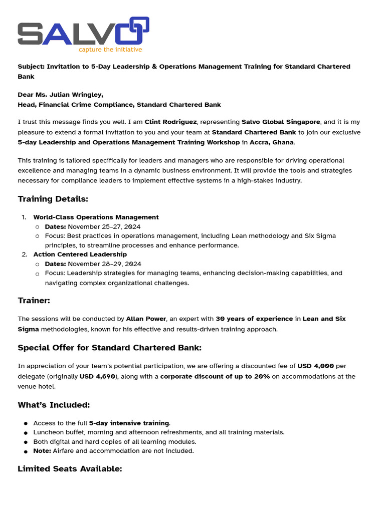 OFFICIAL INVITATION Standard Chartered Bank | PDF | Business