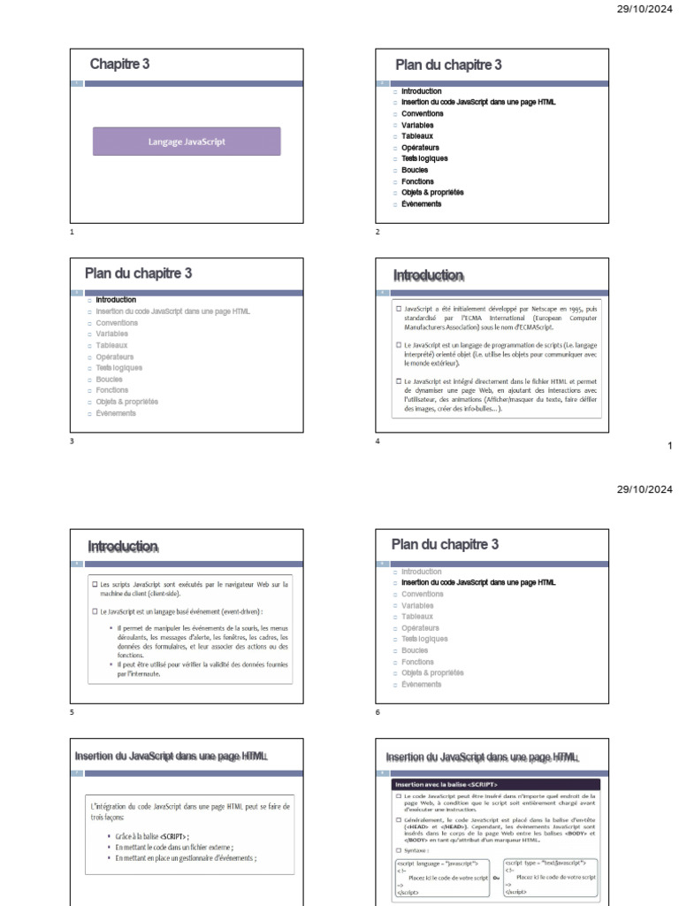Plan de cours JavaScript détaillé | PDF | JavaScript