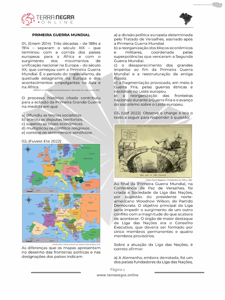 Liga das Nações e a Primeira Guerra | PDF | Primeira Guerra Mundial ...