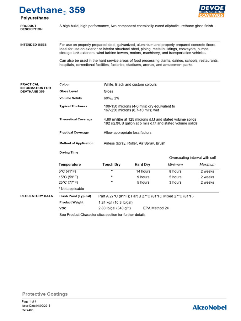Paint - Devthane 359 Data Sheet | PDF | Paint | Concrete