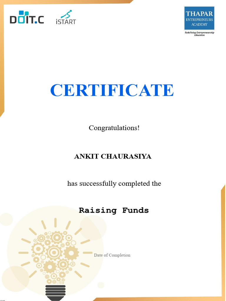 Certificate For Raising Funds | PDF