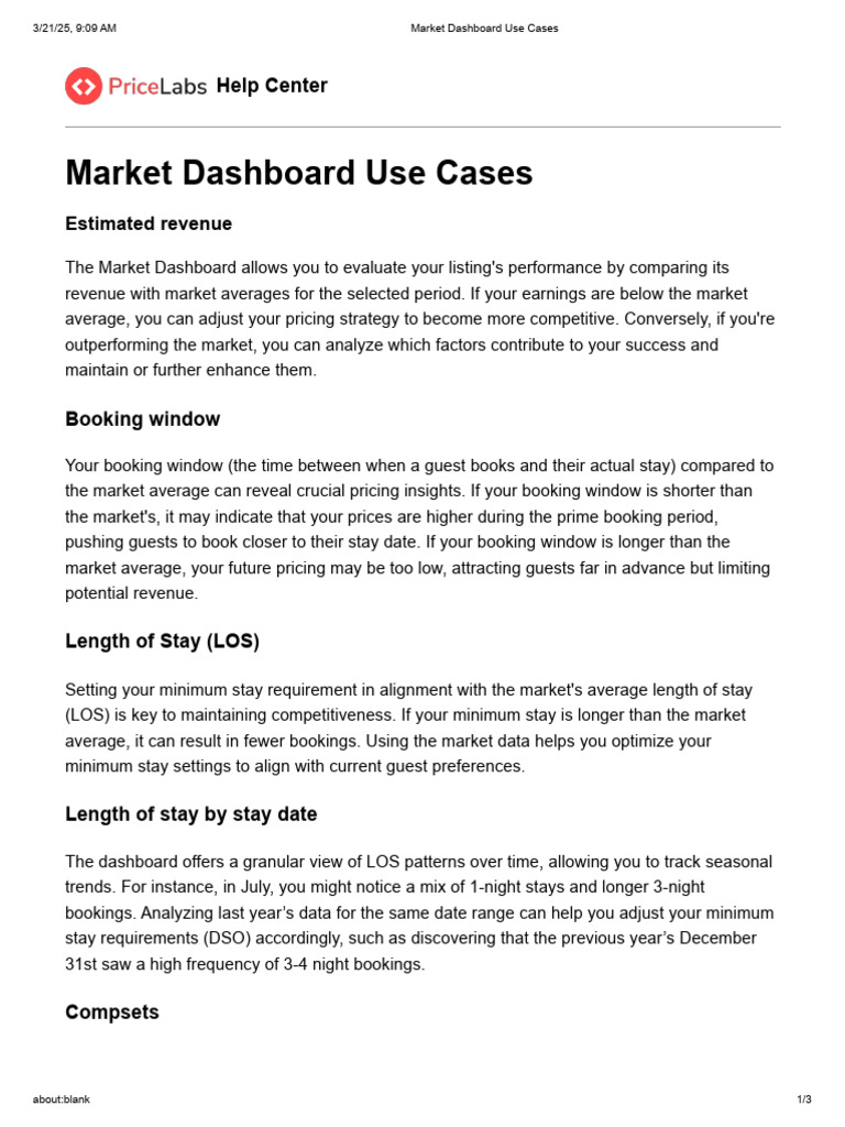 Market Dashboard Use Cases Pdf Pricing Performance Indicator