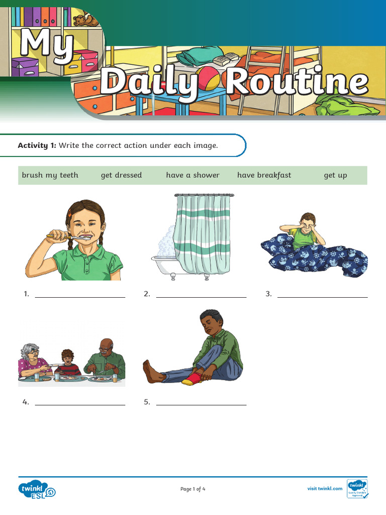 Daily Routine Activities for Kids | PDF | English As A Second Or ...