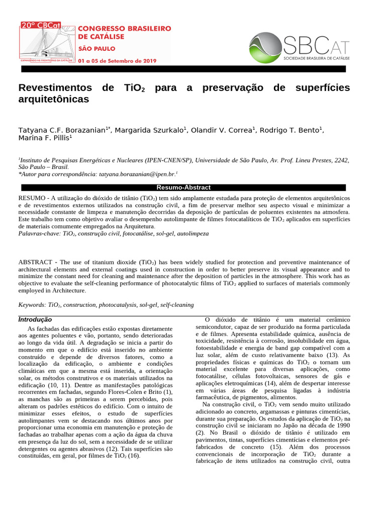 TiO2: Revestimentos Autolimpantes em Arquitetura | PDF | Dióxido de ...