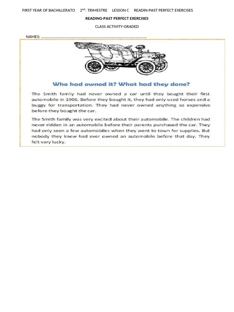 Reading-Past Perfect-Exercises | PDF