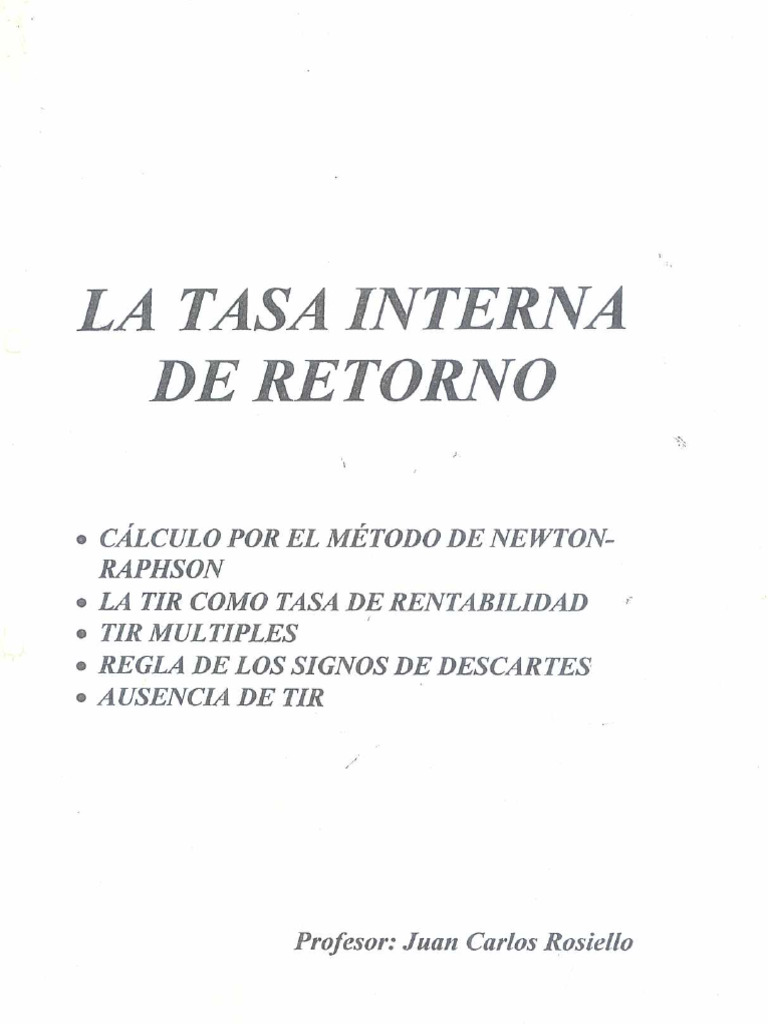 08 Teoria La Tasa Interna de Retorno 1 | PDF