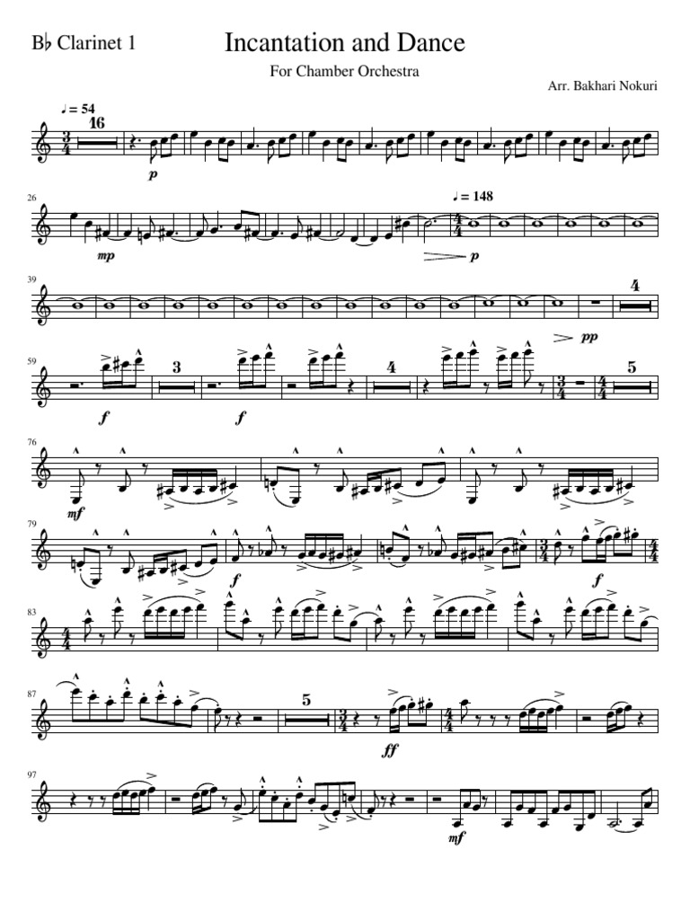 Incantation and Dance for Clarinet 1 | PDF