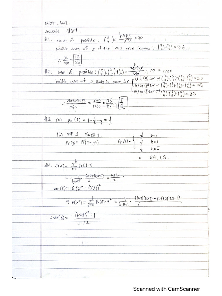 Ee210 HW2 20220166 | PDF