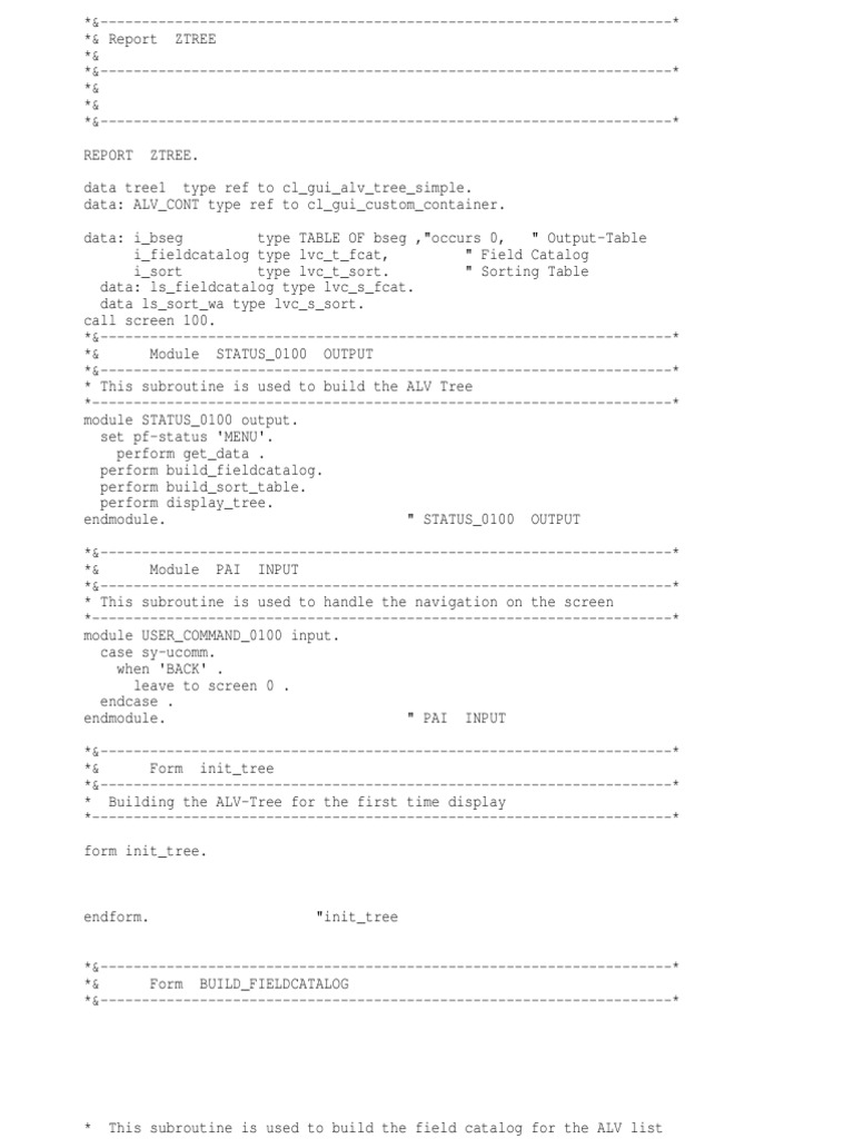 ZTREE ALV Tree Implementation Guide | PDF | Computer Programming ...