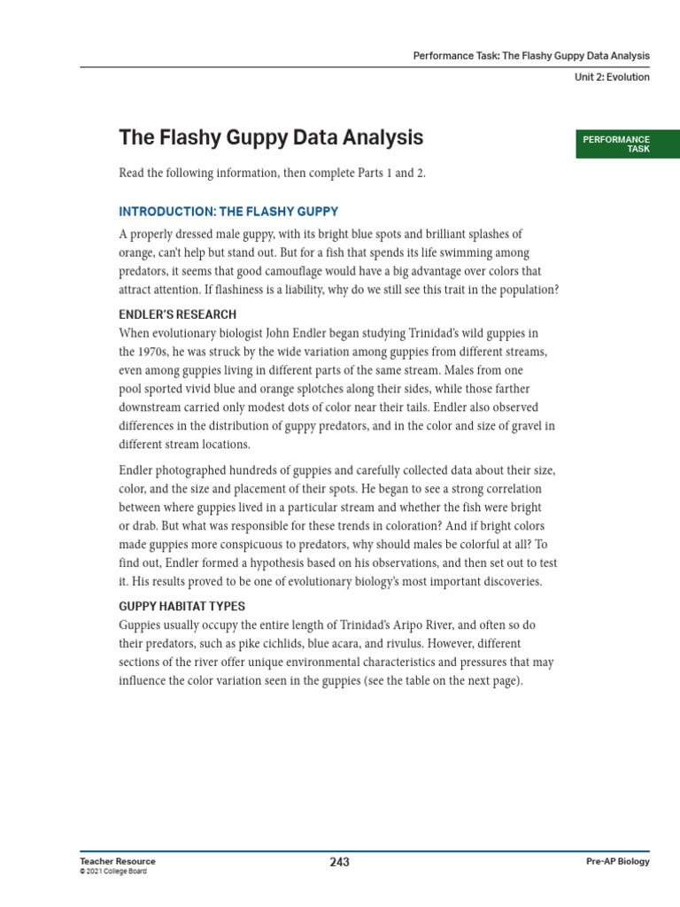 Unit+2+Performance+Task+Student+Handout | PDF | Natural Selection ...