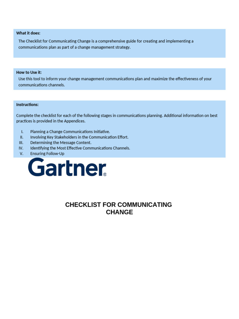 Change Communication Checklist Guide | PDF | Communication | Information