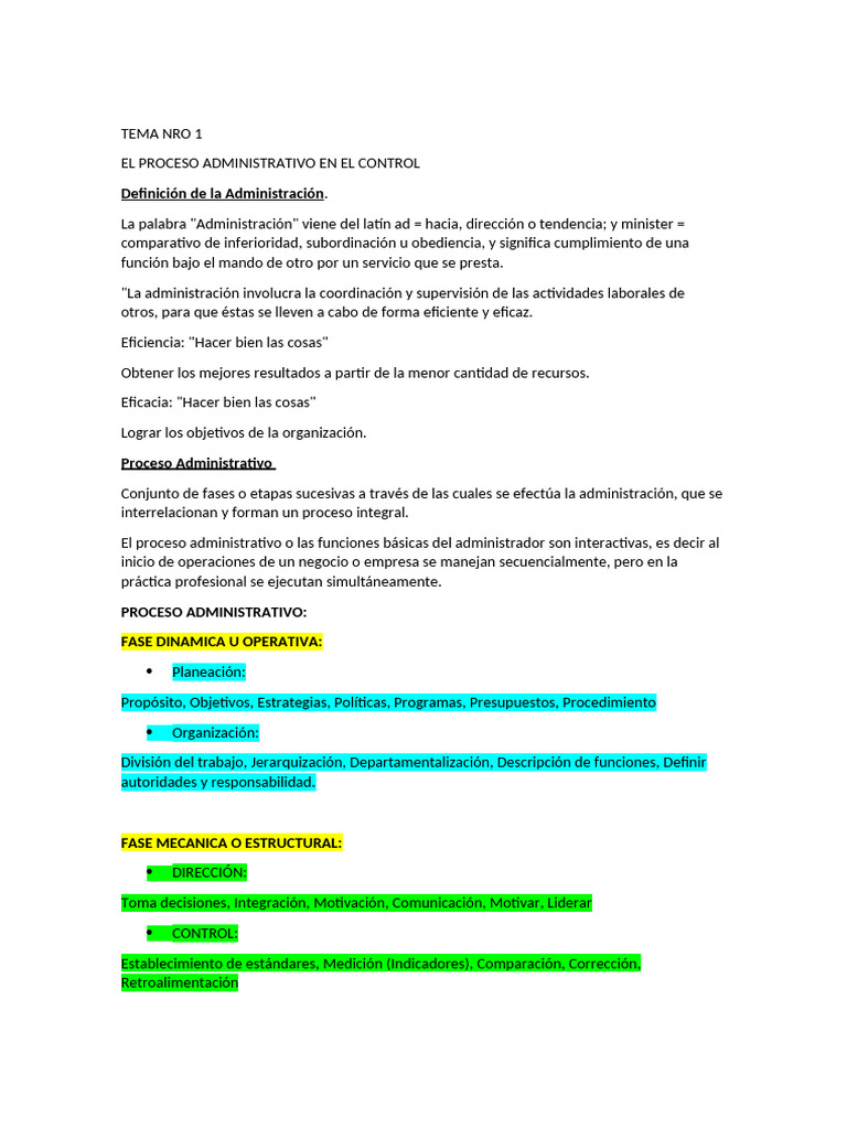 Proceso Administrativo y Planeación Efectiva | PDF | Toma de decisiones ...