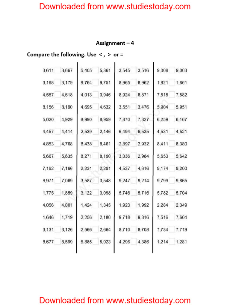 Compare Mathematical Values Assignment | PDF