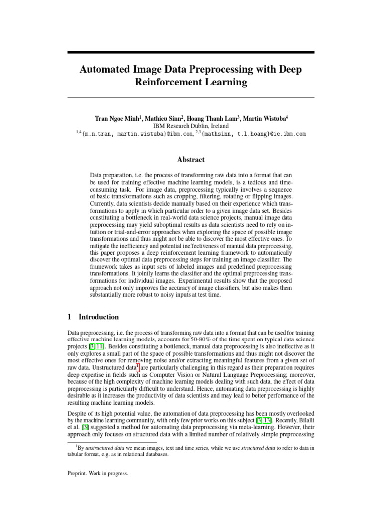 Automated Image Data Preprocessing With Deep Reinforcement Learning ...