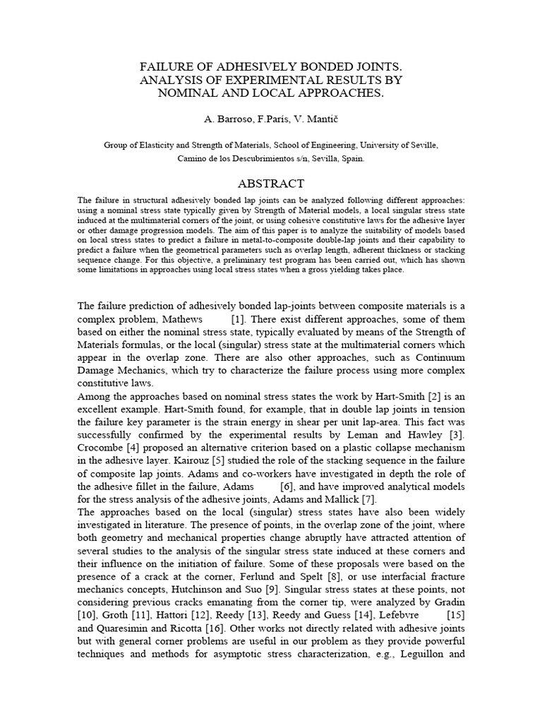 Failure of Bonded Joints | PDF | Strength Of Materials | Stress (Mechanics)