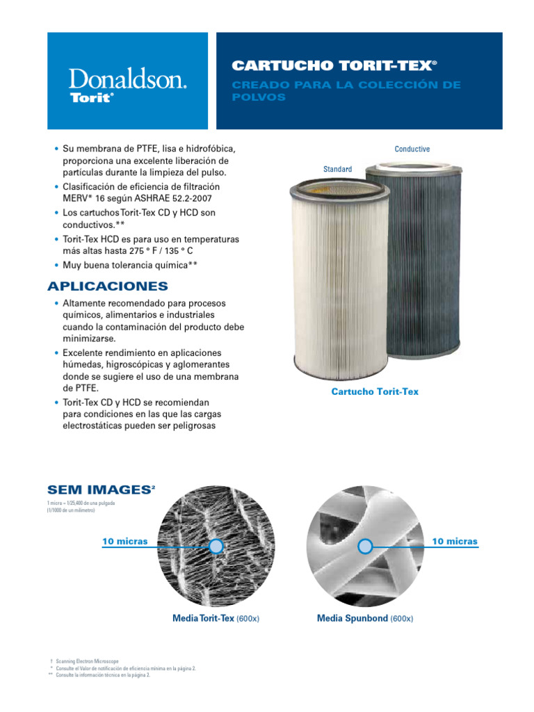 Filtros Tipo Cartucho Torit Tex | PDF | Materiales | Fenómenos científicos