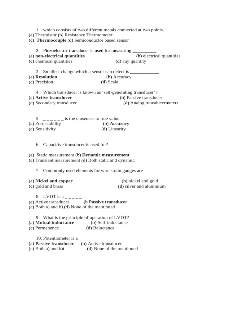 Measusrement And Instrument Mcq Pdf