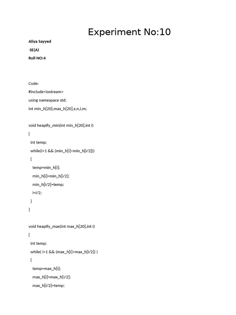 Min-Max Heap Implementation in C++ | PDF