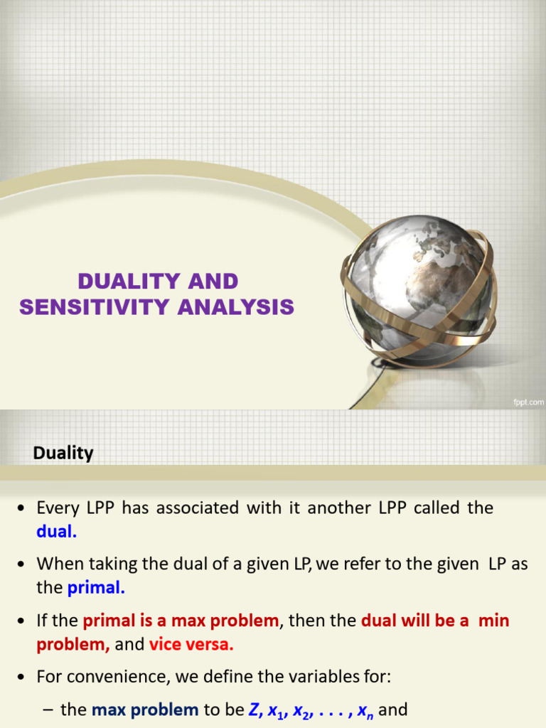 Duality and Sensitivity Analysis in LPP | PDF | Applied Mathematics ...